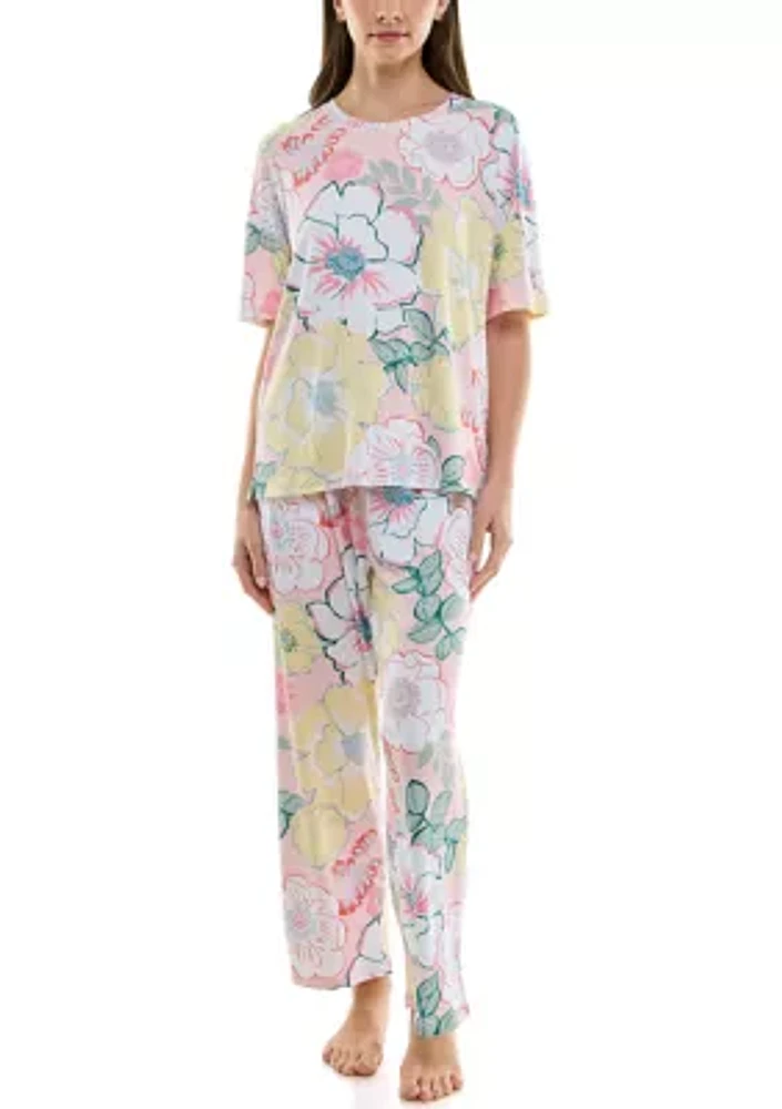 Women's Short Sleeve Rib Knit Pajama Set