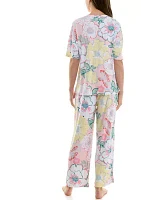 Women's Short Sleeve Rib Knit Pajama Set