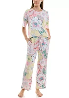 Women's Short Sleeve Rib Knit Pajama Set