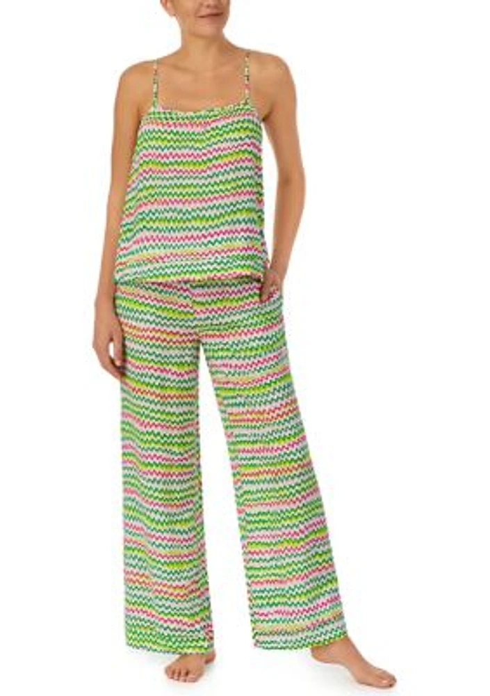 Printed Woven Cami Top and Pants Pajama Set