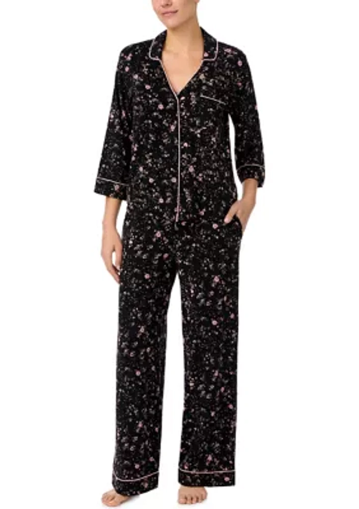 Printed Notched Pajama Set