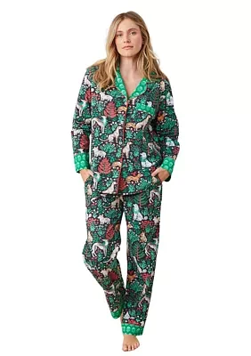 Happy Howlidays Printed Long Pajama Set