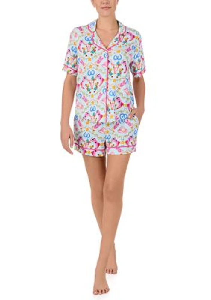 Printed Notched Pajama Set