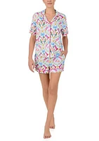 Printed Notched Pajama Set