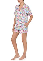 Printed Notched Pajama Set