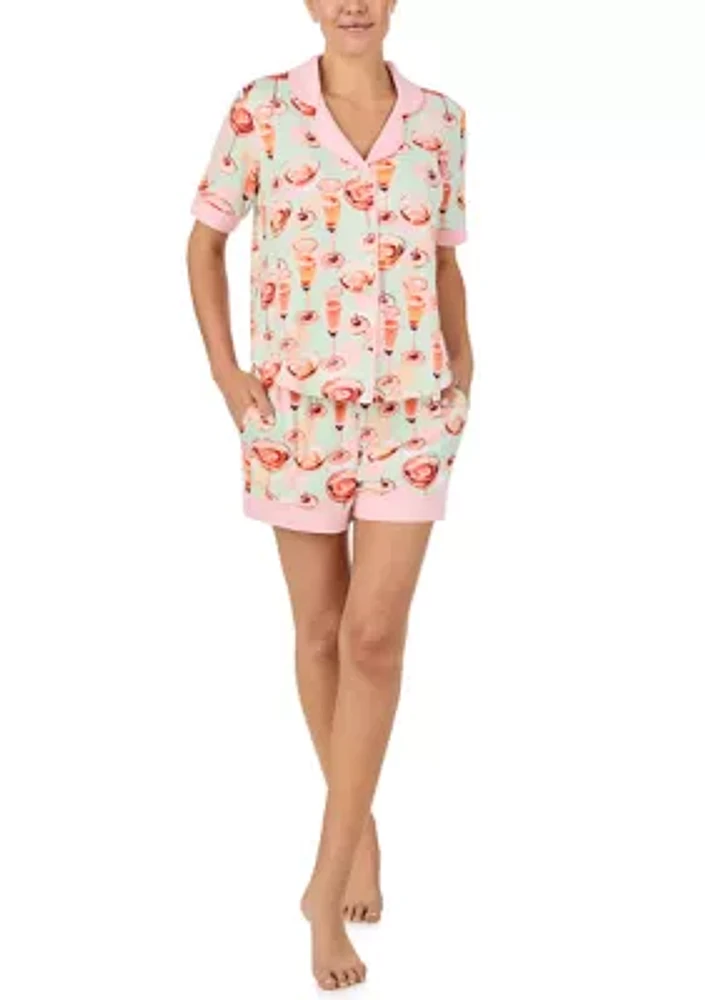 Cropped Printed Two Piece Pajama Set