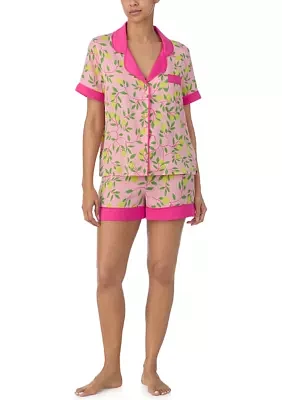 Printed Two Piece Satin Pajama Set