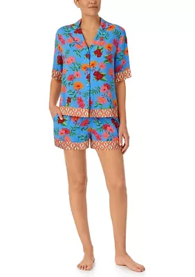 2 Piece Printed Woven Pajama Set