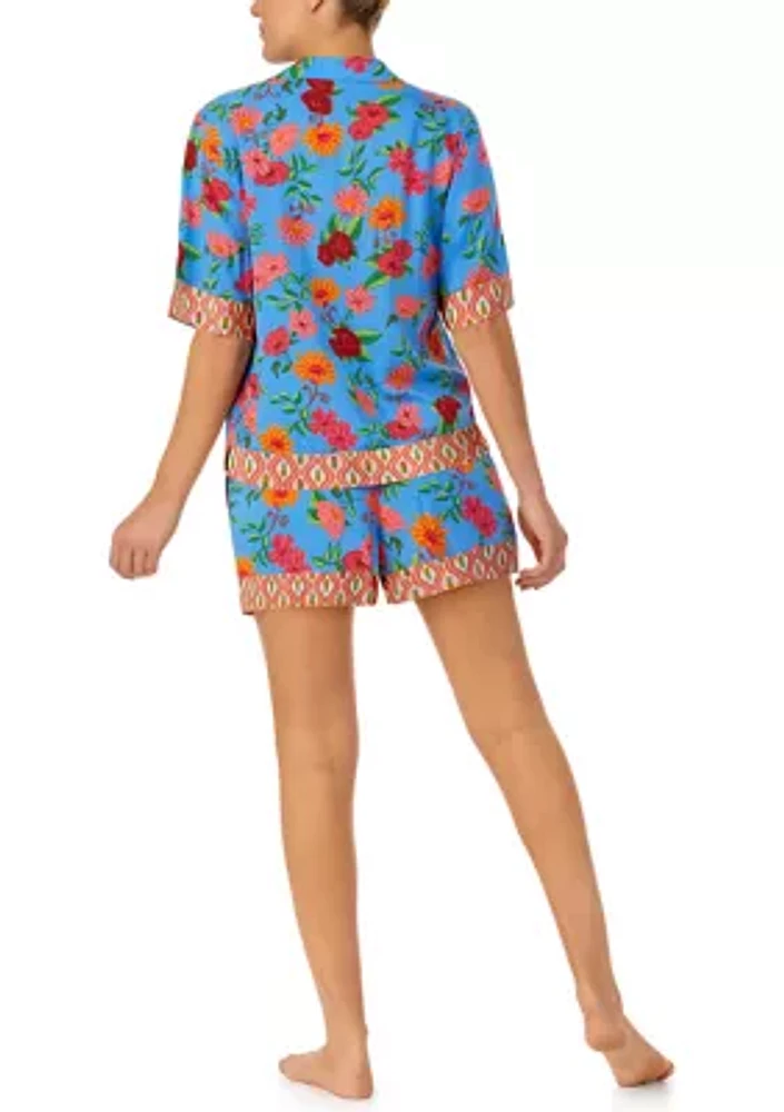 2 Piece Printed Woven Pajama Set