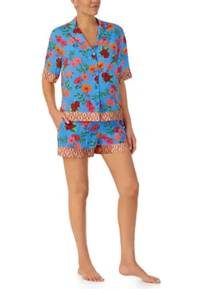 2 Piece Printed Woven Pajama Set