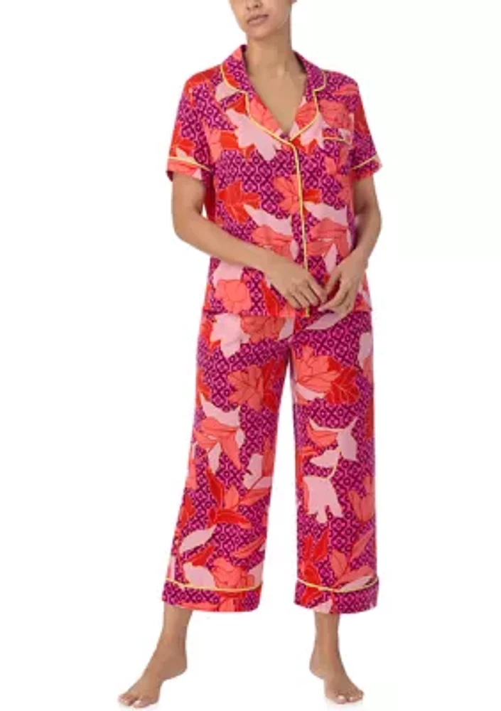 Printed Two Piece Satin Pajama Set