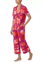 Printed Two Piece Satin Pajama Set