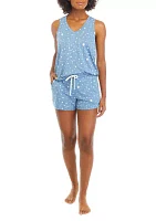 Printed Kimono Tank Top and Shorts Pajama Set