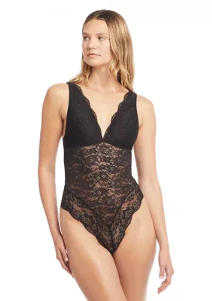 Lace Sequin Plunge Bodysuit