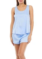 Women's Sleeveless Satin Tank Top and Tulip Shorts Pajama Set