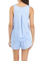 Women's Sleeveless Satin Tank Top and Tulip Shorts Pajama Set