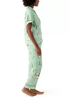 Holiday Toile Printed Pajama Set