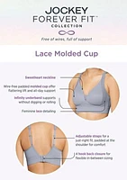 V-Neck Molded Cup Lace Bra