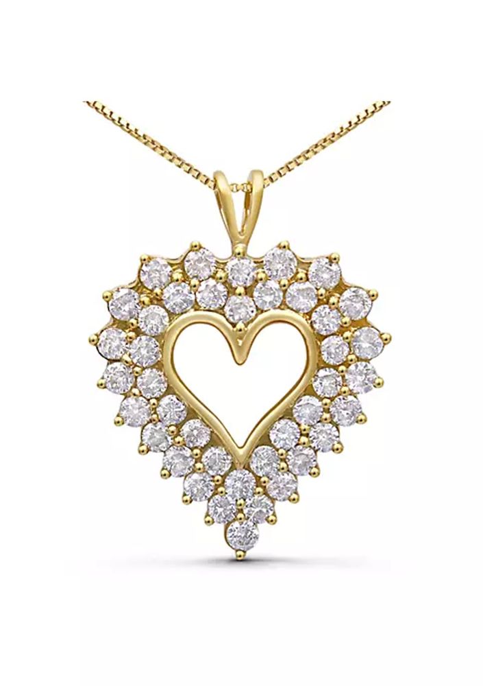 Stunning Diamond Heart Pendant For Women In 14K Yellow Gold