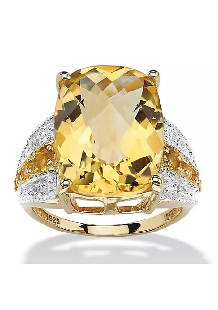 Honey Citrine Diamond 14 Karat Yellow Gold Cocktail Ring