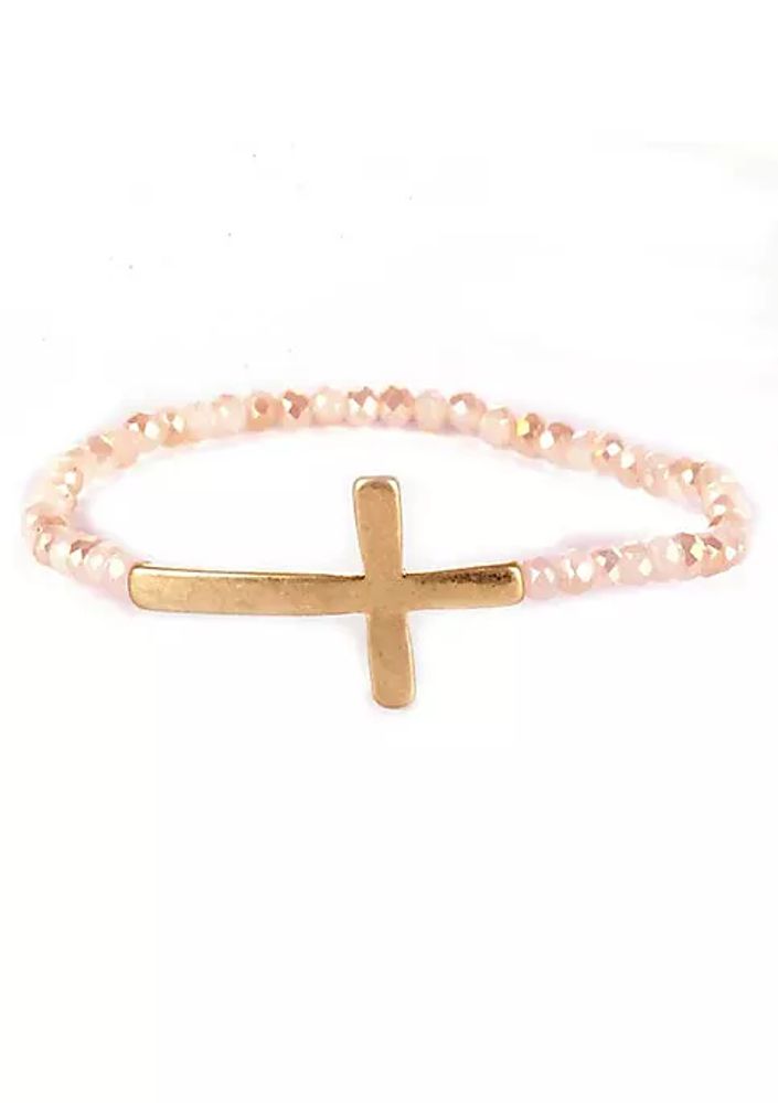 beaded stretch bracelet with cross