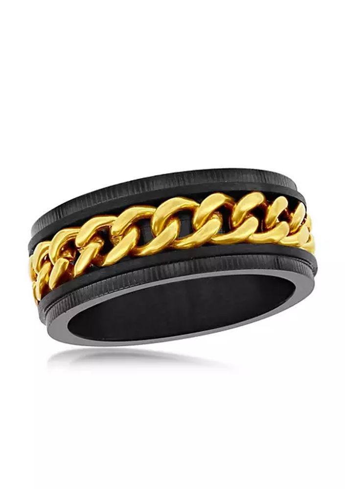 Belk Stainless Steel Gold Curb Link Ring - Black Plated | The Summit