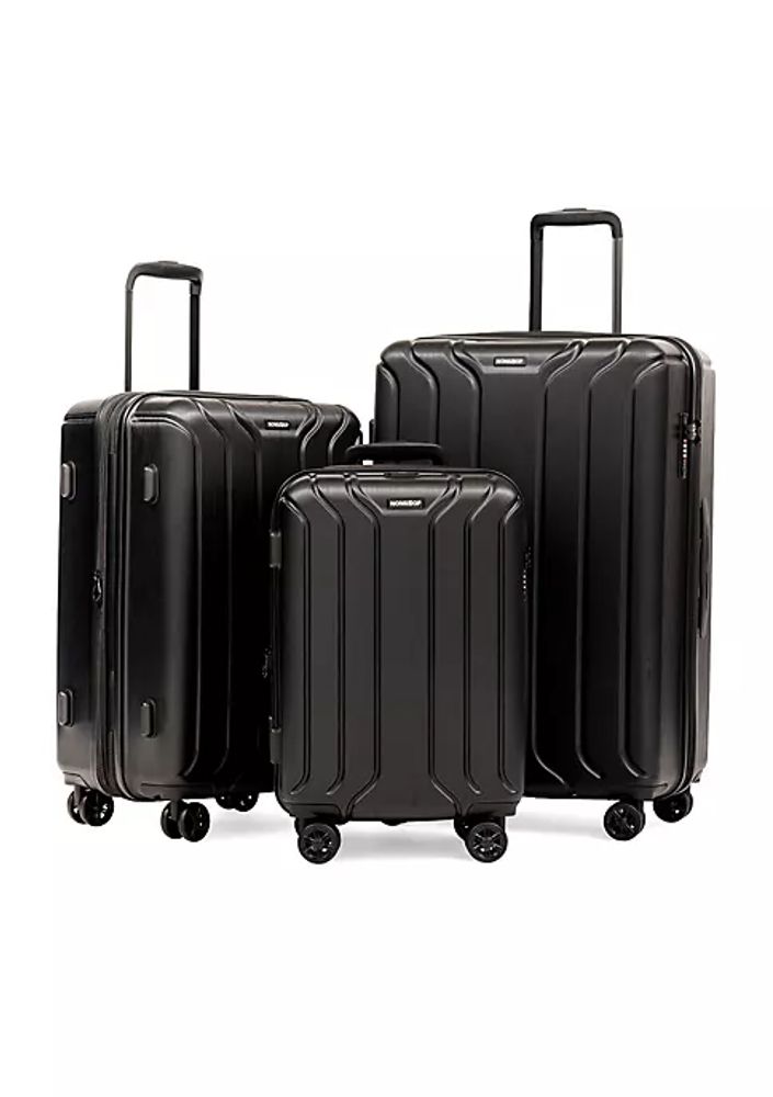 Nonstop New York 3 Piece Set (20 24 28) 4-Wheel Luggage Set + 2 Packing Cubes Black