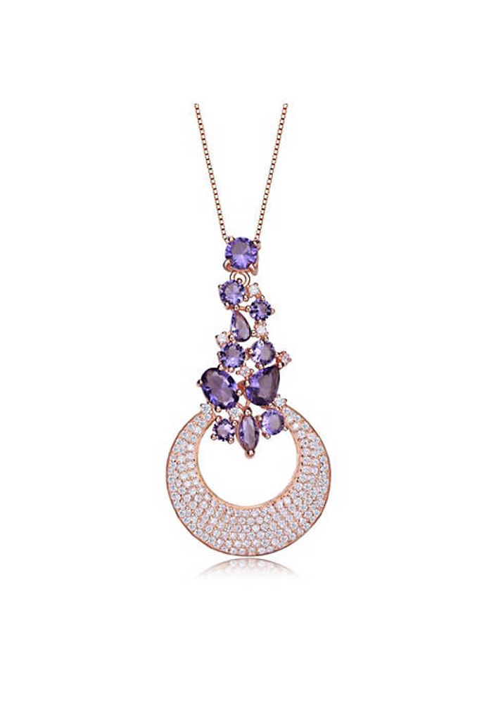 14k Rose gold-plated necklace with clear cubic zirconia