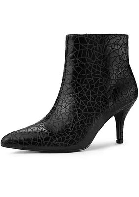Women's Pointed Toe Sparkly Stiletto Heels Ankle Boots