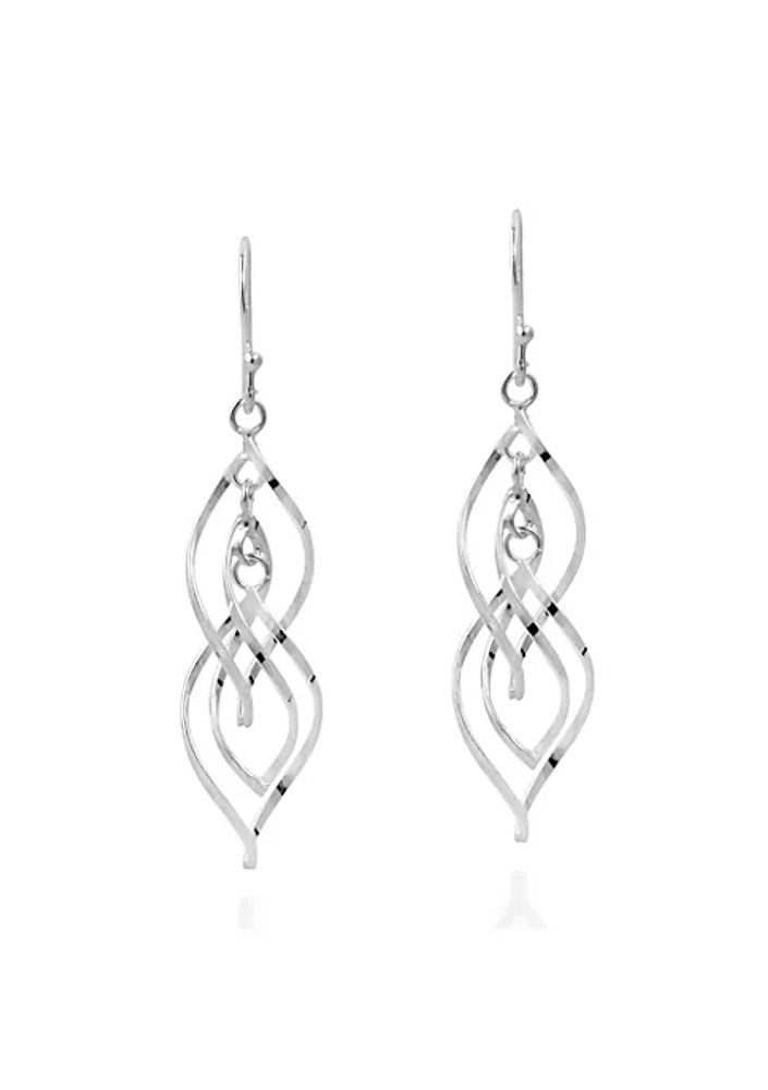 Twisting Double Helix Spiral Drop Sterling Silver Dangle Earrings