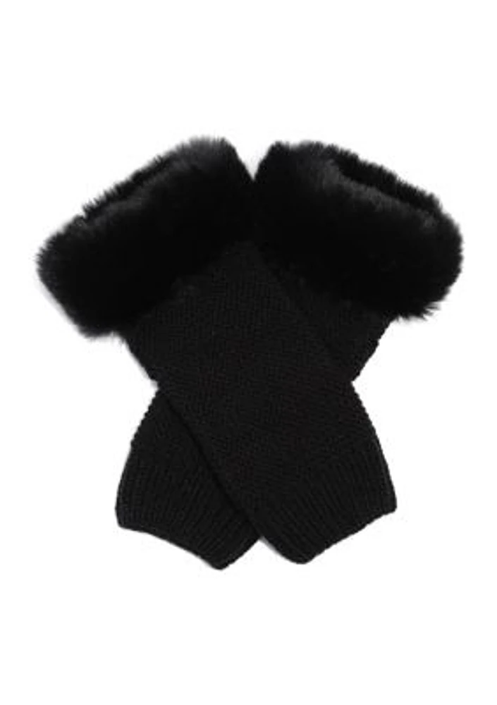 Chunky Arm Warmers with Faux Fur