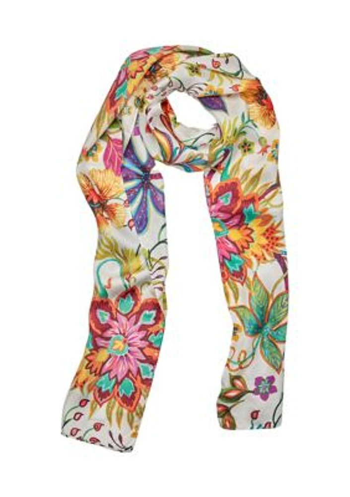 Fantastical Floral Silk Oblong Scarf