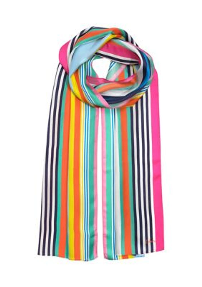 Tropic Stripe Silk Oblong Scarf