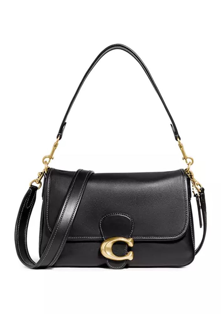 Coach Soft Tabby Cherry-print Leather Shoulder Bag In Brass/chalk