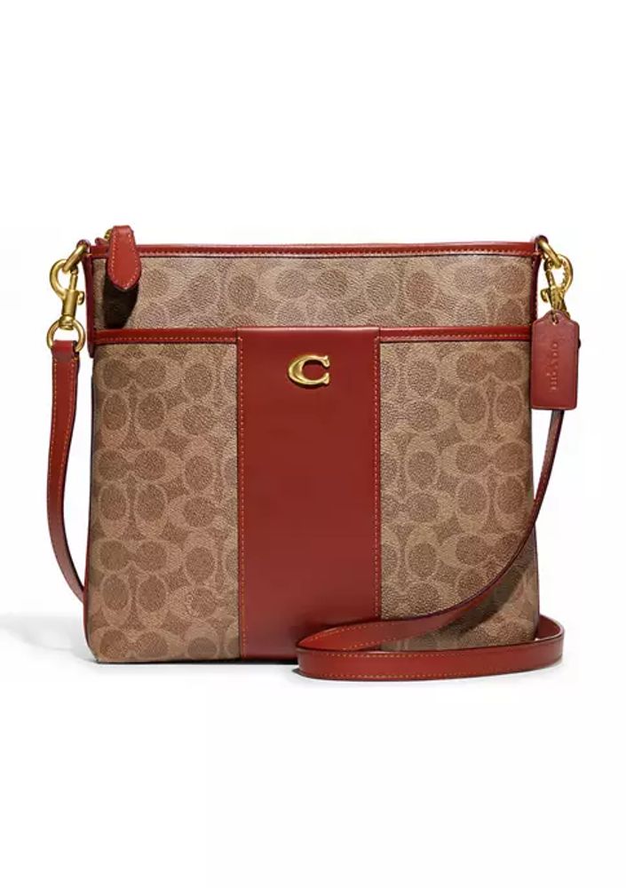  COACH Color-Block Leather with Coated Canvas Signature