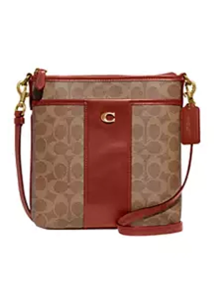 COACH Color Block Coated Canvas Signature Kitt Crossbody Bag