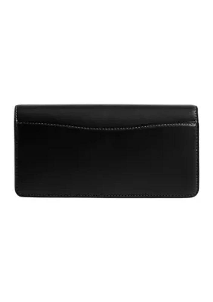 Refined Calf Leather Essential Long Wallet with Chain