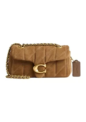 Quilted Suede Tabby Shoulder Bag with 20" Chain 