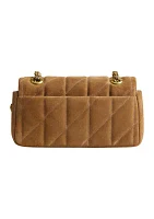 Quilted Suede Tabby Shoulder Bag with 20" Chain 