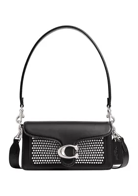 Refined Calf Leather Tabby Shoulder Bag with Crystals