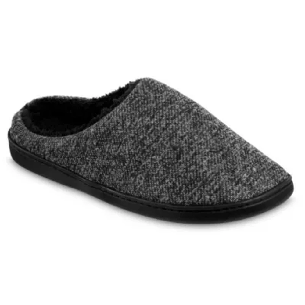 isotoner Men's Heathered Knit Hoodback Slippers