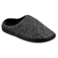 isotoner Men's Heathered Knit Hoodback Slippers