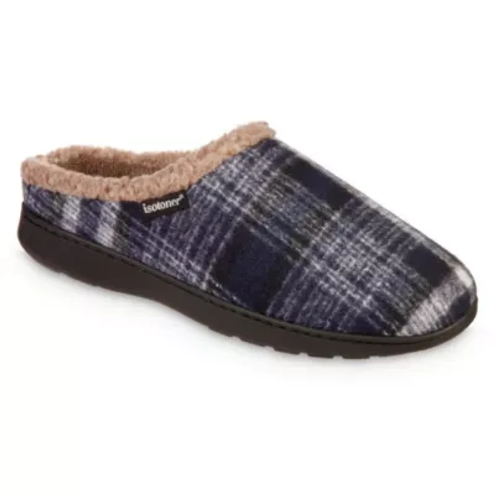 isotoner Men's Advanced Memory Foam Plaid Berkley Hoodback ECO Comfort Slippers