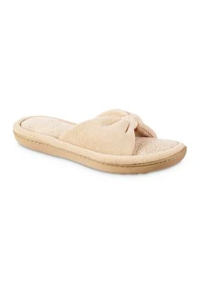 Women's Microterry Bow Open Toe Slide Slippers