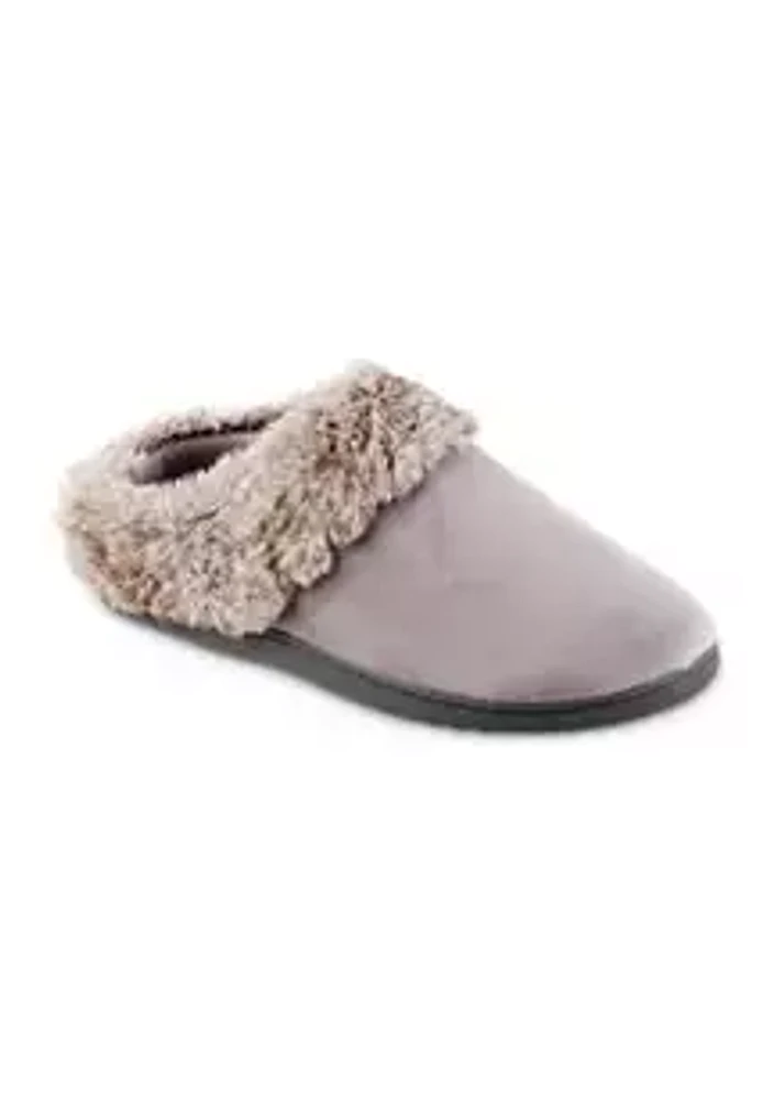 Isotoner Women's Boxed Velour Bethanie Hoodback Slippers