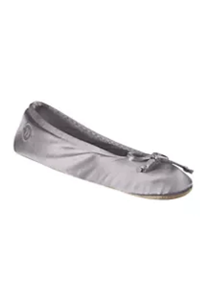 Isotoner Women’s Satin Ballerina Slippers with Bow