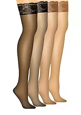 Hanes® Silk Reflections Lace Top Thigh High
