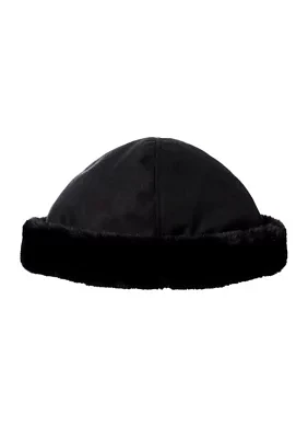 Women’s Recycled Water Repellent Microsuede Hat with Faux Fur Cuff