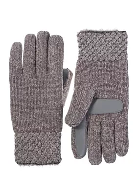 Women’s Recycled Chenille Knit Water Repellent Gloves with Popcorn Cuff