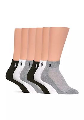 Cushion Sole Mesh Top Sport Quarter Socks - 6 Pack